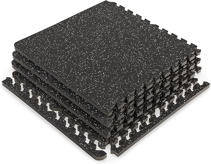 Marcy Interlocking Dual Density Rubber Top EVA Foam Home Gym Floor Mat for Exercise Equipment & Accessories MAT-40