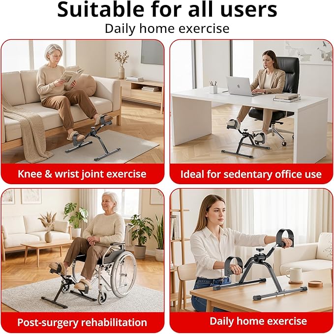 Pedal Exerciser Mini Exercise Bike Lightweight Portable Floor Peddler for Leg & Arm Workout