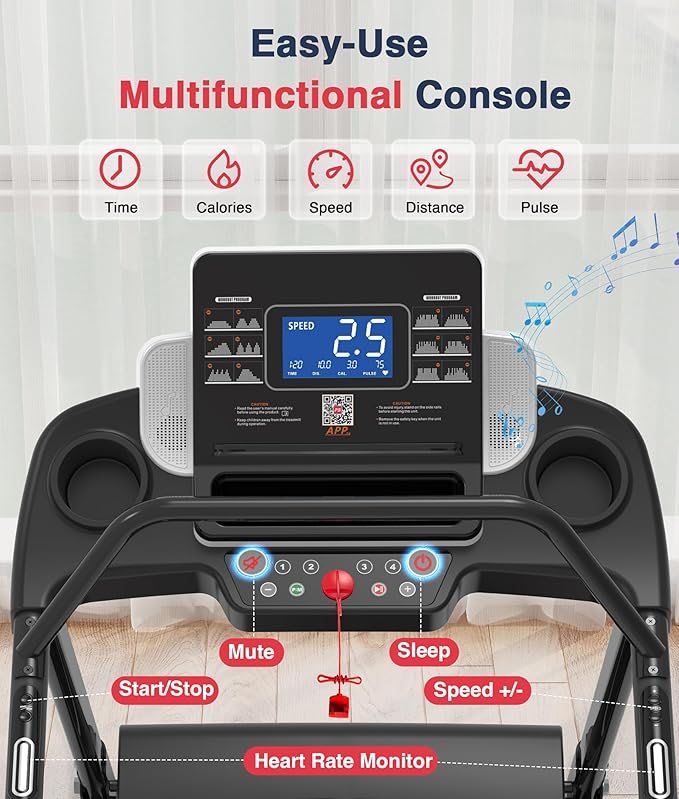 Redliro Walking Treadmill for Seniors Foldable - 400 Lb Capacity Senior Treadmill with Front & Long Handrails, 0%-2% Incline Home Recovery Fitness Exercise Machine for Elder, 47.6” Long Belt