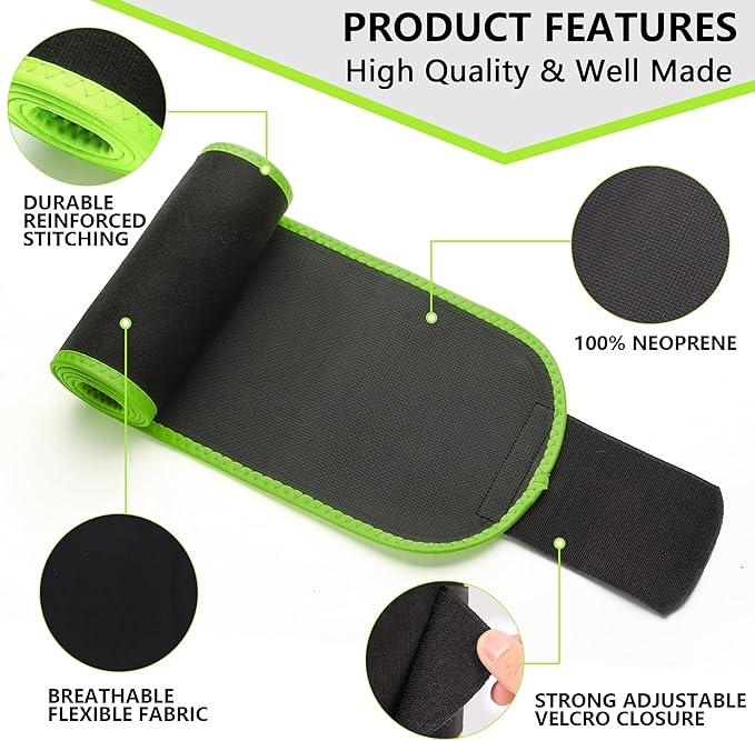 Waist Trimmer Belt – One Size 52″ Fits All Women & Men, Premium Neoprene Sweat Waist Trainer for Workout & Fitness