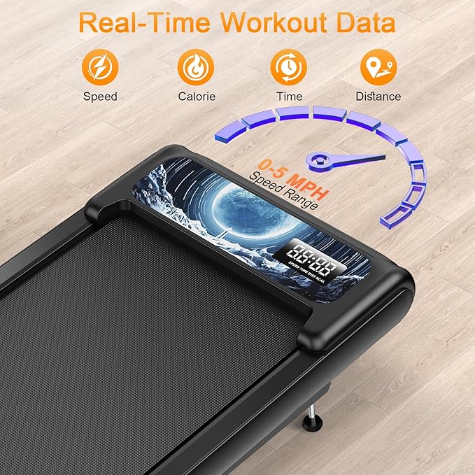 Treadmills for Home Small with 0%-8% Incline and APP Sync, Compact Under Desk Walking Treadmill Pad with Handle Bar Removable, Remote Control and LED Display, 2.5HP
