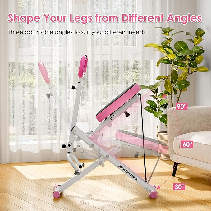 DlandHome Squat Machine, Squat Rowing Machine with Adjustable High-Strength Resistance Band for Home Gym, Foldable Leg Glute Trainer for Full Body 330lbs