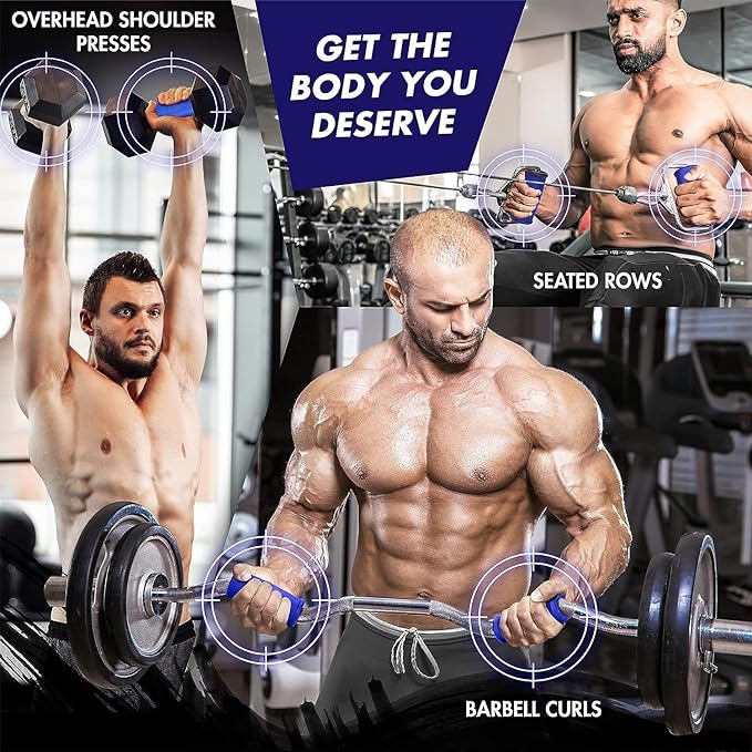Yes4All Thick Dumbbell Handles Grips, Firm Rubber Barbell Grips, Great for Increasing Forearm Strength, Weightlifting, Muscle Building, Cable Attachments