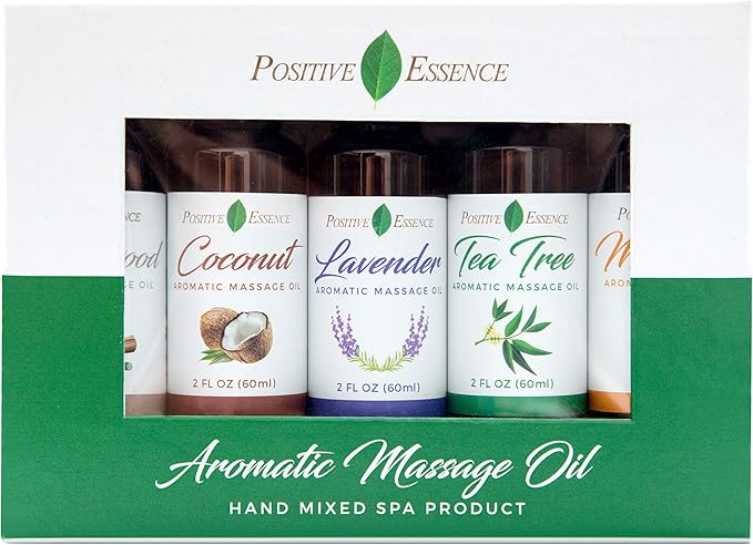 Massage Oil for Massage Therapy – Relaxing Massage Oil Set, Pure Essential Oils for Skin Care, Jojoba, Sweet Almond, Vitamin E – Body Oil Massage