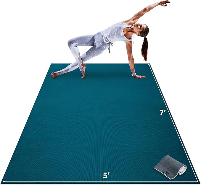 Gorilla Mats Large Yoga Mat – 6'x4', 7'x5' (8mm) Extra Thick & Wide Non-Slip Exercise Mat for Home Gym Flooring – Ultra Comfortable Workout Floor Mat for Barefoot Fitness, Anti Fatigue, Stretching