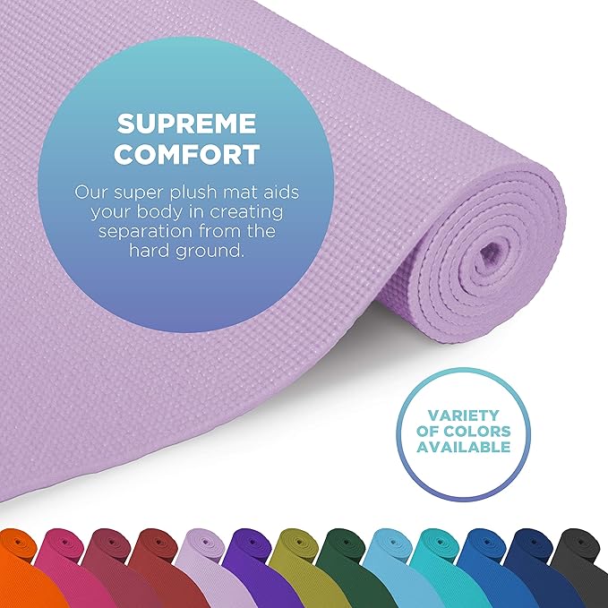 Bean Products Yoga Mat for Exercise - Non Slip Thick Comfortable Workout Floor Mat for Adults and Kids - Eco Friendly Foldable Yoga Mat for Yoga, Pilates, Gym and Stretching