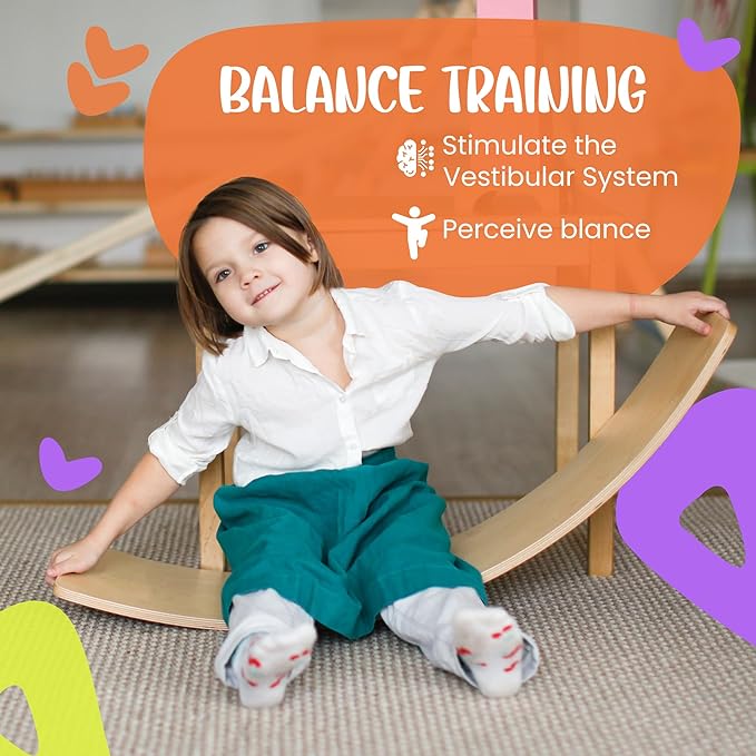 Ultimate Wooden Wobble Balance Board for Kids by bagacootha – Wooden Toddler Toys & Kids Rocker for Endless Play & Imagination | 32" Wobble Balance Board with Felt Base.
