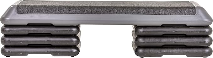 The Original STEP Exercise Step Platform, Health Club Size Stepper for Exercise at Home with 4 Stackable Risers for Height Adjustments