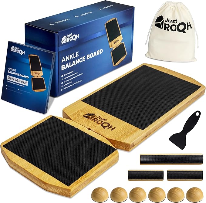Ankle Balance Board & Ankle Strengthener for Rehab & Physical Therapy – Single Leg Bamboo Axis Board with Quick - Release System, 2 Training Levels & Scraper Tool