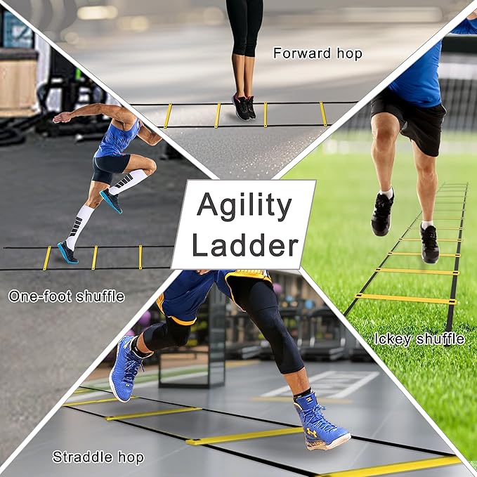 20ft Adjustable Agility Speed Ladder Training Ladder with Carry Bag - Soccer, Speed, Football Fitness Feet Training - Agility Training Equipment for Footwork Drills
