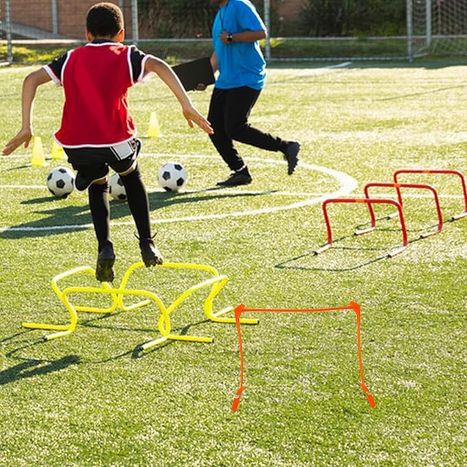 SUPVOX Adjustable Foldable Football Hurdle Speed Agility Training Equipment Orange Plastic Track Hurdles for Soccer Players Practice