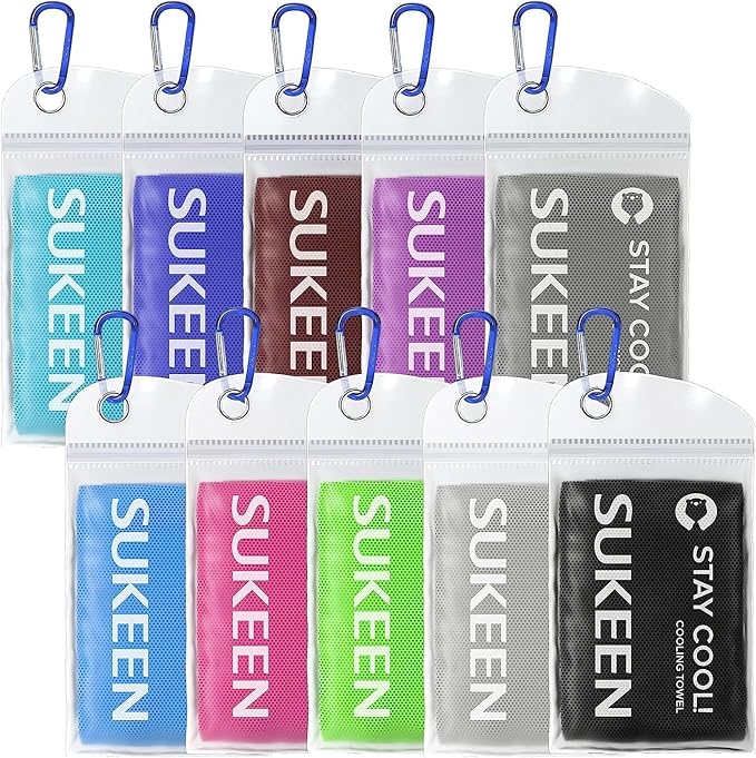 Sukeen Cooling Towel (40"x12"), Soft Breathable Chilly Microfiber Towel for Yoga, Sports & More Activities, Dark Blue/Grey/Pink/Lake Blue/Black/Green/Brown/Purple/Blue/Dark Grey