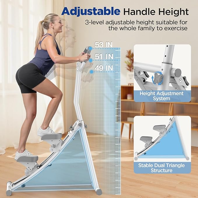 Stair Stepper for Home Gym Exercise, Folding Vertical Climber for Full Body Workout 300LBS Capacity, Compact Stair Climber Cardio Exercise Machine with Adjustable Handlebar & Pedals