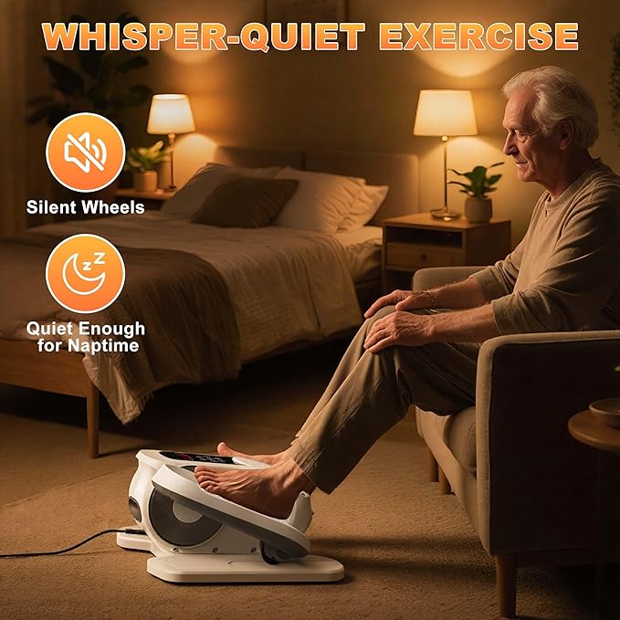 Mini Under Desk Elliptical Low Impact Electric Leg Exerciser As Seen on TV While Sitting for Seniors with Non-Slip Mat Quiet & Portable for Home and Office