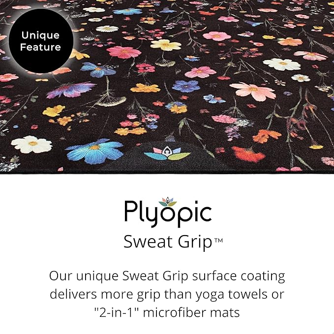 Plyopic. All In One Yoga Mat | Luxury Sweat-Grip Mat/Towel Combo | Ideal for Yoga, Hot Yoga, Bikram, Pilates, Workout & Exercise | Eco-Friendly Natural Rubber