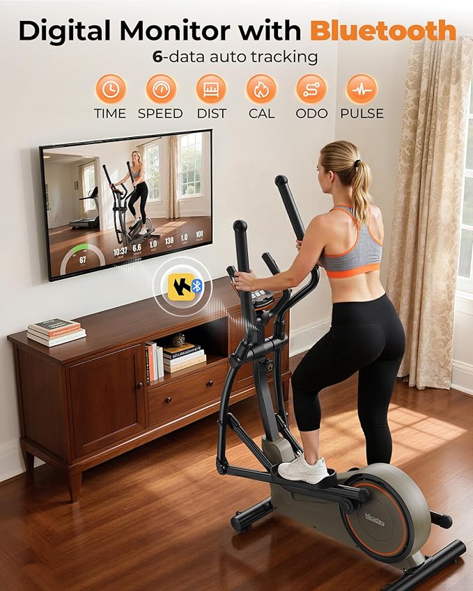 Niceday Elliptical Machine, Elliptical Exercise Machine for Home with Hyper-Quiet Magnetic Driving System, Elliptical Trainer with 15.5IN & 20IN Stride, 16 Resistance Levels, 500LBS Loading Capacity