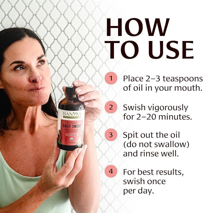 Travel Routine Bundle - 2 oz Daily Massage Oil & 2 oz Cinnamon Daily Swish - Certified Organic, Non GMO, Chemical Free