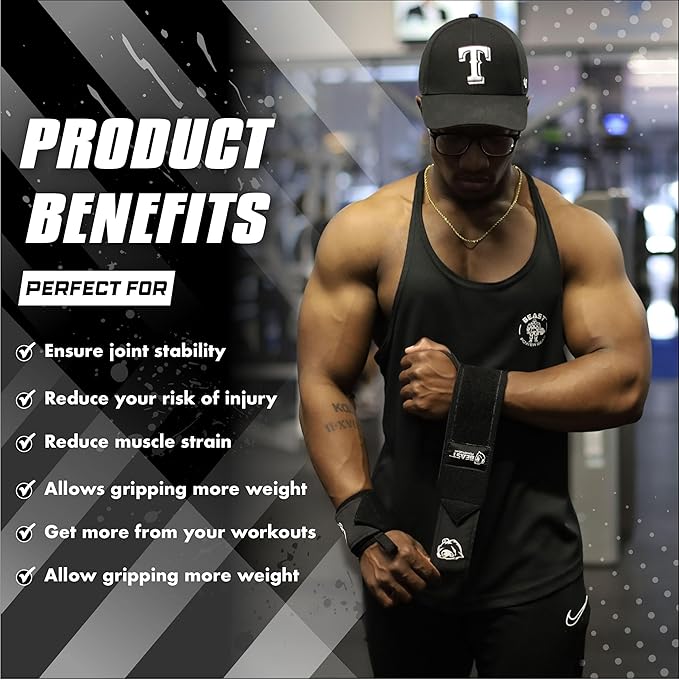 Beast Power Gear Wrist Wraps for Weightlifting 18” Premium Quality Wrist Support for Bodybuilding Heavy Duty Thumb Loop Powerlifting, Strength Training for Men and Women