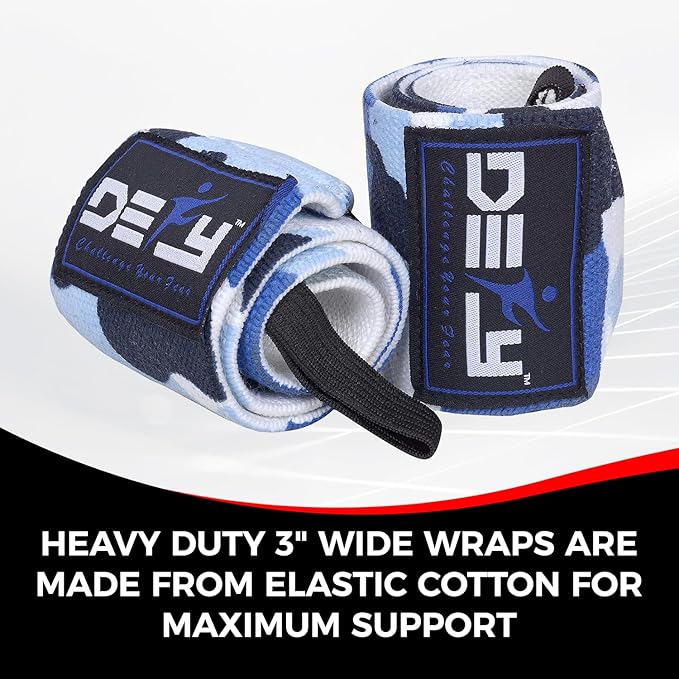 DEFY Fitness Wrist Wraps 18" Professional with Thumb Loops- Premium Quality, Strong Fastening Straps- Men & Women – Best for Weightlifting, Powerlifting,Strength Training
