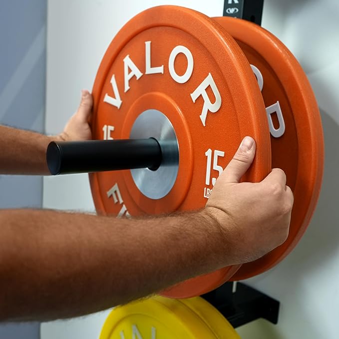 Valor Fitness Wall Mounted Weight Plate Storage Holder/Rack for Bumper Plates and Olympic Weight Plates