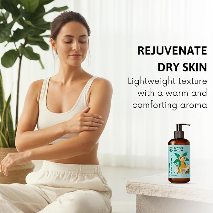 Best of Nature Coconut Vanilla Aromatherapy Massage Oil - Luxurious Blend with Coconut & Vanilla, Perfect for Spa Use, Relaxing Massage & Skin Hydration, Silky & Lightweight - Gallon (128 fl oz)