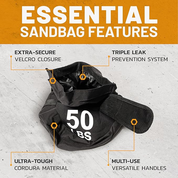 Strongman Sandbag for Working Out [Bells of Steel] Fitness Sand Bag Sacks, Commercial and Home Gym Sand Bags for Weight Training with Handles for Workout