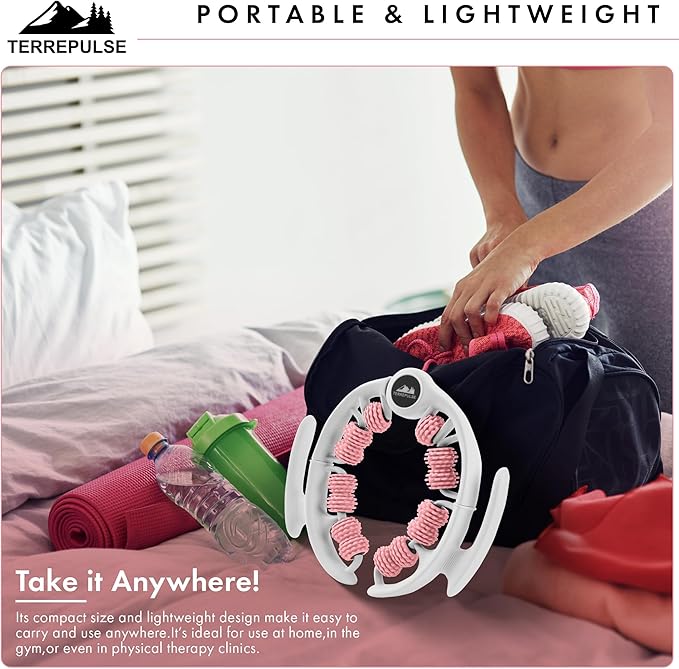 Anti Cellulite Roller & Lymphatic Drainage Massager | Deep Tissue Fascia Blaster & Muscle Roller | Tool for Sore Arms, Legs, Shoulders, Stomach & Buttocks (Pink)