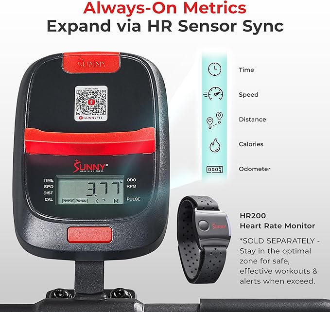 Sunny Health & Fitness Smart Magnetic Cycling Bike with Free SunnyFit App Connection, Stationary Indoor Cardio Exercise Equipment