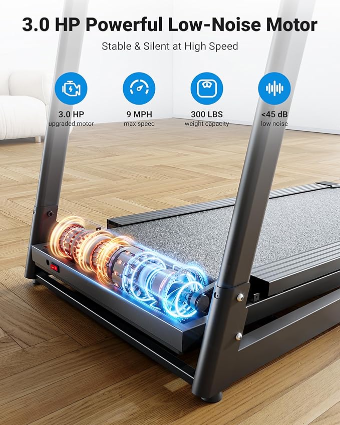 THERUN Incline Treadmill 18" LED Screen & 16.5‘’ Wide Belt, Running Treadmill 2 Layers Shock-Absorbing, Foldable for Indoor Fitness Workouts