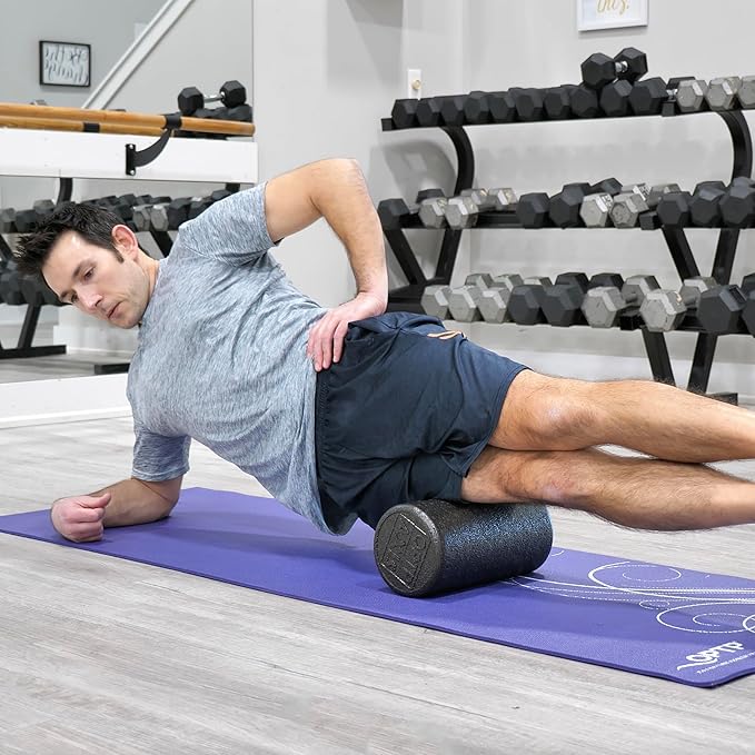 OPTP AXIS Firm Foam Roller, High Density Foam Roller for Physical Therapy, Yoga, Pilates, Fitness Exercise and Sports Training (Black, 12" X 6" Round)