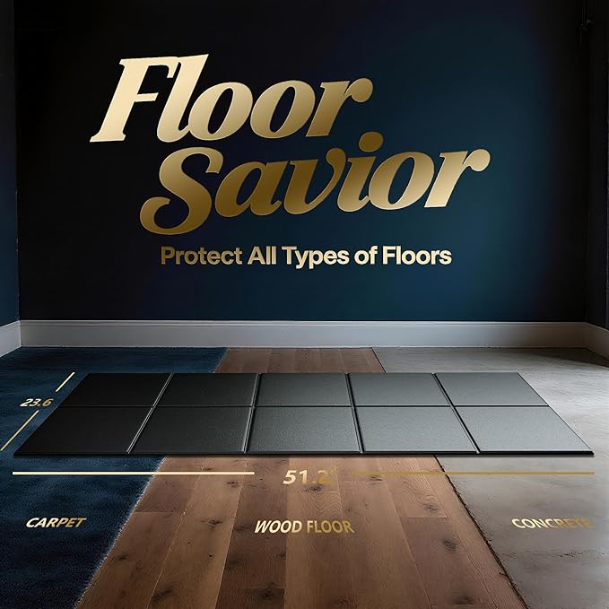 Foldable Treadmill Walking Pad Mat for Carpet Floors,51.2" x 23.6" 6mm Thick Treadmill Mat for Hardwood Floor,Indoor Exercise Stationary Bike,Elipitial, Gym Equipment, Noise Shock Absorption