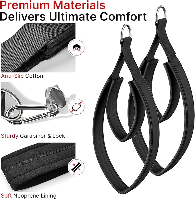 Pilates Loops Compatible with Tonal Smart Home Gym, Soft Pilates Straps for Reformer Machine, Double Loop Accessories with Sturdy Adapters, Enhanced Thickness Fitness Attachment (1 Pair)