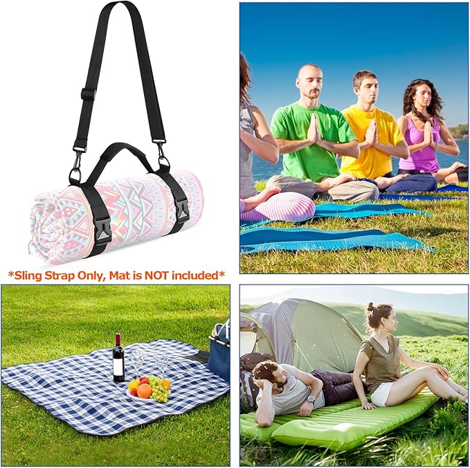 Cosmos Portable Yoga Mat Strap Mat Sling Picnic Blanket Strap with Adjustable Shoulder Strap & Handle for Festivals Picnics Camping Motorcycle Bedroll Pilates