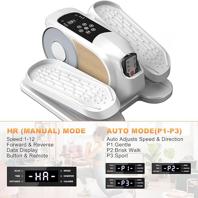 Mini Under Desk Elliptical Low Impact Electric Leg Exerciser As Seen on TV While Sitting for Seniors with Non-Slip Mat Quiet & Portable for Home and Office