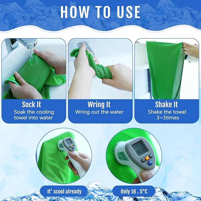 Hosuly 12 Pieces Cooling Towels for Hot Weather Soft Breathable Cold Towel Yoga Towels for Sweat, Sports, Workout, Fitness, Gym, Running, Travel Camping, 12 x 40 Inch (Assorted Colors)