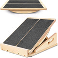 2-in-1 Professional Wooden Balance Board & Slant Board, Four Adjustable Incline Board and Calf Stretcher, Stretch Board for Knees Ankle Heel Feet Leg