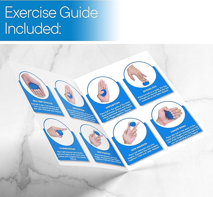RMS 4-Pack Hand Exercise Balls - Physical & Occupational Therapy Kit for Strengthening Grip & Reducing Stiffness - Arthritis Pain Relief Exerciser for Rehabilitation, Fidget, Stress Relief
