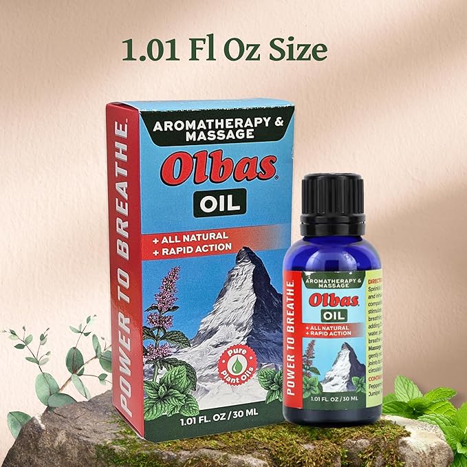 Olbas Massage and Aromatherapy Oil, 1.01 Fl Oz,body massage oil, Swiss Herbal Remedies with Pure Essential massage oils for muscle relaxing and soothing comfort for pain relief.