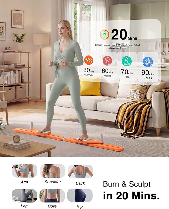 Pliates Board - Multifunctional Portable Pilates Reformer Machine & Ski Machine & Exercise Equipment for Home Gym Full Body Workout