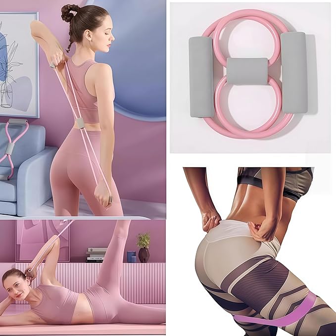 13-Piece Pilates Kit for Home Workout, Pilates Ring 13", Resistance Bands Set, Yoga Ball, Stretch Strap, Figure 8 Band, Non-Slip Socks & Carry Bag, Full Body Exercise Home Pilates Essentials