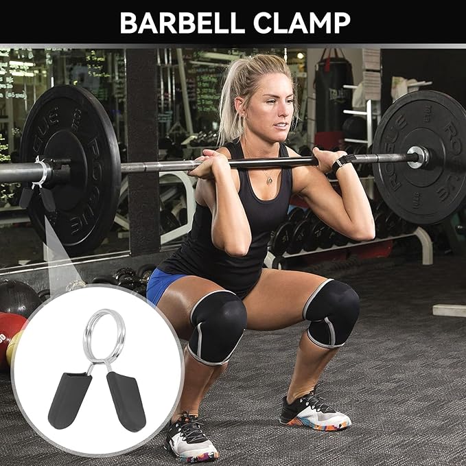 30mm / 1.2in Barbell Clamps, 2 pcs Dumbbell Spring Clip Collars Fitness Weightlifting Lock Buckle Gym Accessory for Weightlifting Barbell Weight Bar Clips