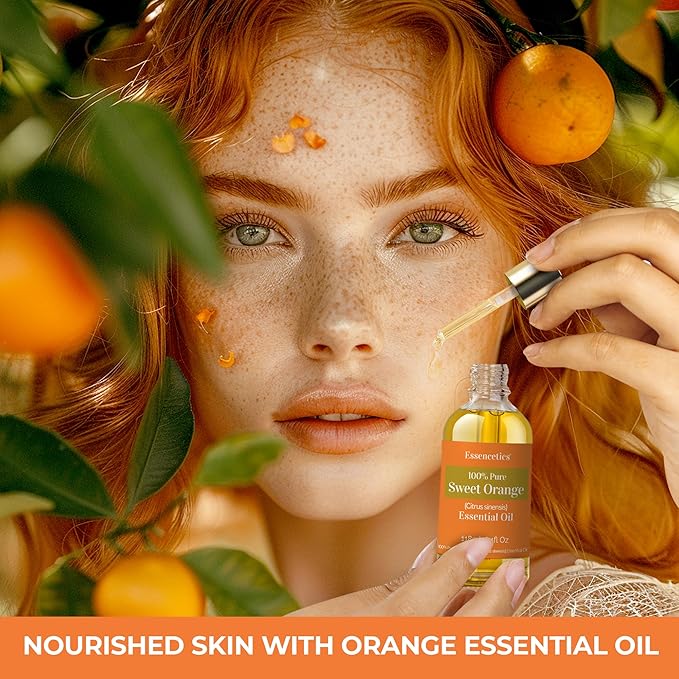 Sweet Orange Essential Oil 4oz - 100% Natural - Infused with Olive & Sunflower Oils - Perfect Orange Essential Oil Organic for Aromatherapy, Skin, Massage & Cleaning