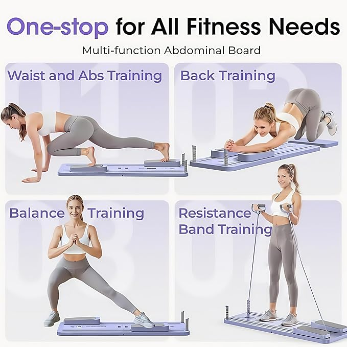 Pilates Board-Pilates Reformer Board,Multi-Purpose Portable Pilates Reformer Machine Home Pilates Kit for Home Workout,Fitness, Exercise,Abs,Core Equipment