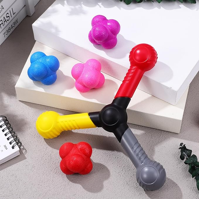Kisangel Hand Eye Coordination Training Reaction Balls Set with 4 Multi-Color Balls and Speed Agility Tool Portable Sports Equipment for Basketball Football Training 7.87 X 7.87 X 1.57 Inches