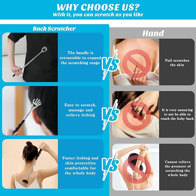 Back Scratcher Extendable Christmas Gifts Stocking Stuffer for Men Women Dad Adults Teens Funny Telescoping Manual Back Massage Cool Gadget Tool for Back in Christmas Gifts Box