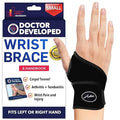 Doctor Developed Wrist Brace - Wrist wrap for Carpal Tunnel Arthritis,Tendonitis, Hand Support - Ideal for Fitness, Weightlifting - Handbook included (Black (Small- 1 Pack), Wrist Brace)