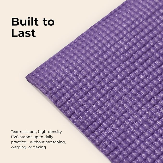Sunny Health & Fitness Non-Slip Yoga Mat – Durable, Anti-Tear, Lightweight, Cushioned Support for Yoga, Pilates, Stretching Exercises, Meditation and Floor Workouts | Multiple Sizes & Colors