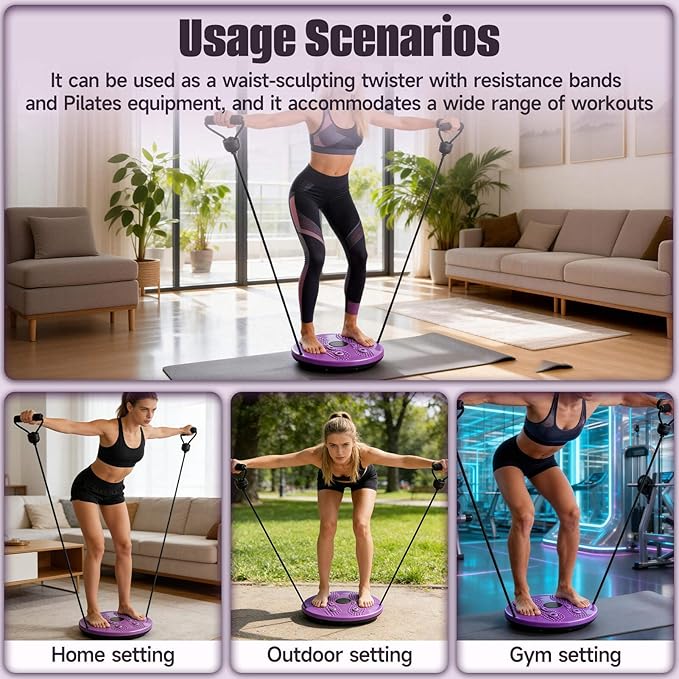 Waist Sculptor, 2026 Upgraded Waist Twister Machine - Adjustable 360° Rotation Twist Waist Machine with Ab Board for Core, Waist, Hip & Leg Workout, Home Pilates Core Trainer