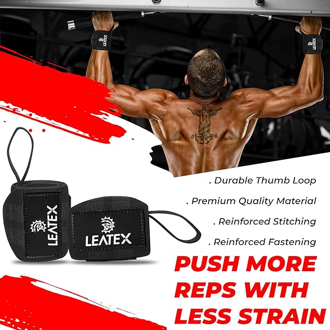 Weight Lifting Wrist Wraps 18" Wrist Support with Heavy Duty Thumb Loop - Best Gym Wrist Wraps for Powerlifting Competition, Strength Training, Bodybuilding - for Men & Women