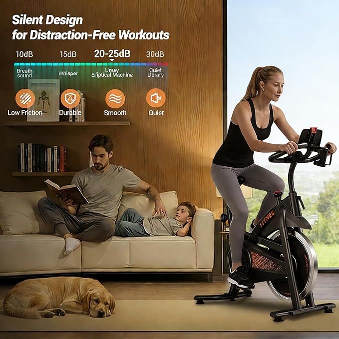 UMAY Exercise Bike, Silent Belt Drive Stationary Exercise Bike for Home with 300 LBS Capacity, Low Noise Indoor Cycling Bike with Tablet & Bottle Holder